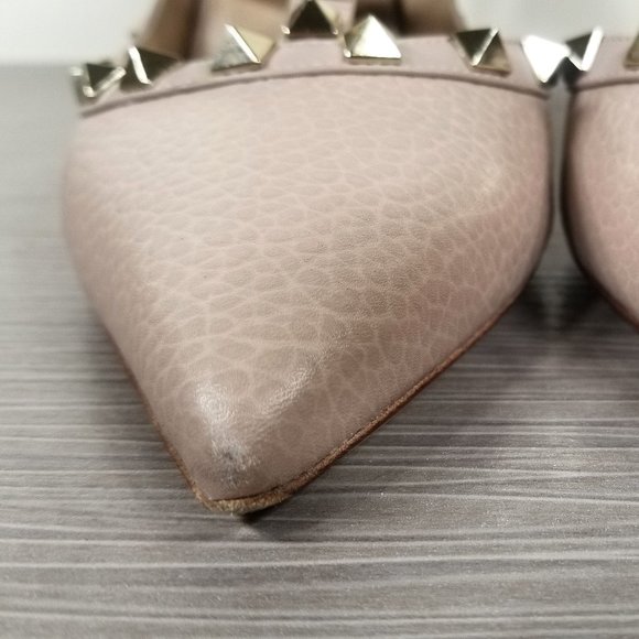 Valentino Rockstud Ankle Strap Pump Poudre Pebbled Leather Womens Size 8.5 /38.5 - Picture 12 of 14